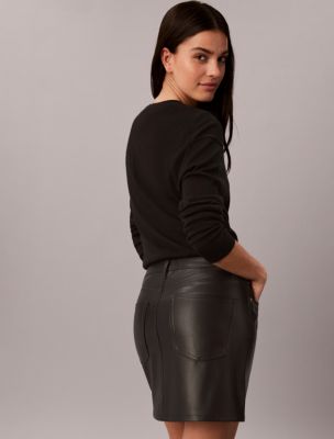 Женская юбка Calvin Klein Faux Leather 5-Pocket Mini, цвет: Чёрный — фото 3