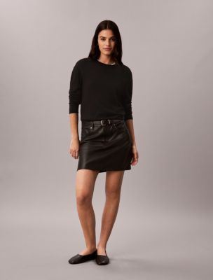 Женская юбка Calvin Klein Faux Leather 5-Pocket Mini, цвет: Чёрный — фото 1