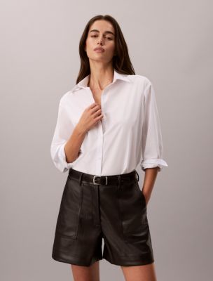 Женские шорты Calvin Klein Faux Leather, цвет: Чёрный — фото 2