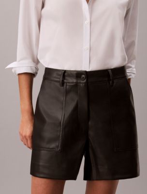 Женские шорты Calvin Klein Faux Leather, цвет: Чёрный — фото 3