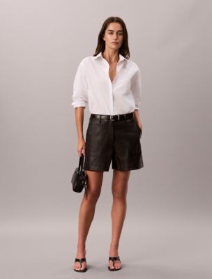 Женские шорты Calvin Klein Faux Leather, цвет: Чёрный — фото 1