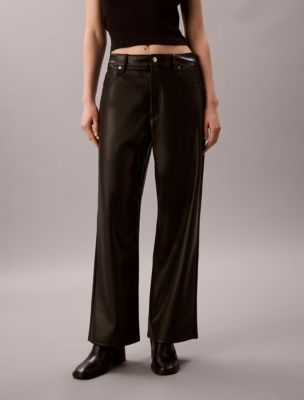 Женские брюки Calvin Klein Faux Leather Ultra High Wide, цвет: Чёрный — фото 2