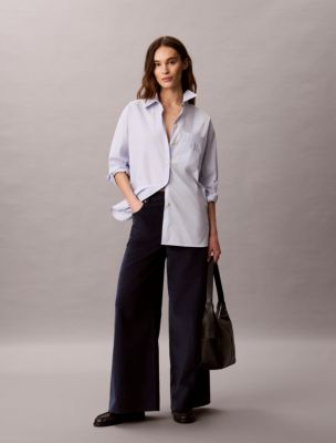 Corduroy Wide Leg Pants, Dark Sapphire