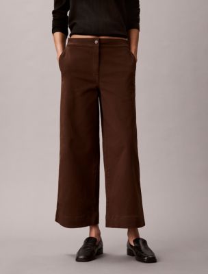 Женские брюки Calvin Klein Cotton Twill A-Line, цвет: Коричневый — фото 2