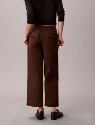 Женские брюки Calvin Klein Cotton Twill A-Line, цвет: Коричневый — фото 4