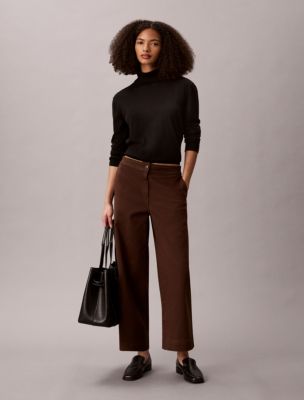 Cotton Twill A-Line Pants, Brown Cork