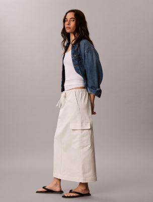 Женская юбка Calvin Klein Cotton Twill Cargo, цвет: Молочный — фото 2