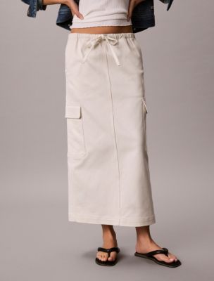 Женская юбка Calvin Klein Cotton Twill Cargo, цвет: Молочный — фото 3