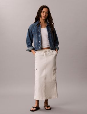 Cotton Twill Cargo Skirt, Tofu