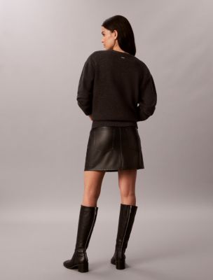 Женская юбка Calvin Klein Faux Leather 5-Pocket Mini, цвет: Чёрный — фото 4