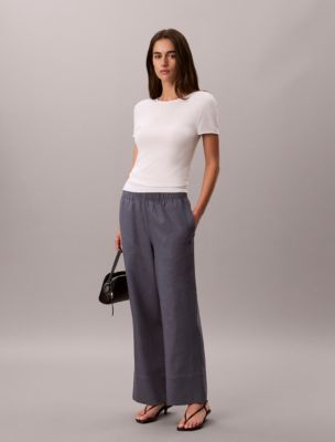 Женские брюки Calvin Klein Linen Blend, цвет: Grisaille — фото 1