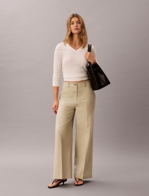 Chino Wide Leg Pants, Mint Sauce