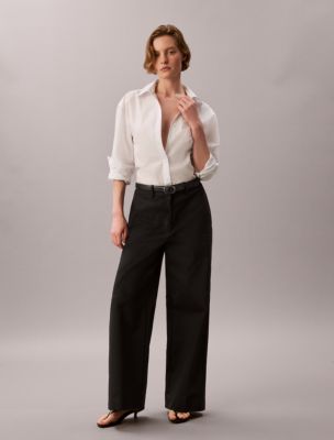Chino Wide Leg Pants, Black