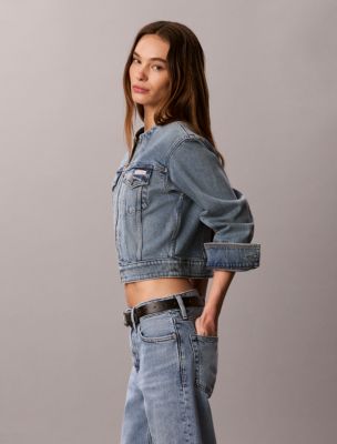 Женские куртки Calvin Klein Collarless Cropped Trucker Jacket — фото 4