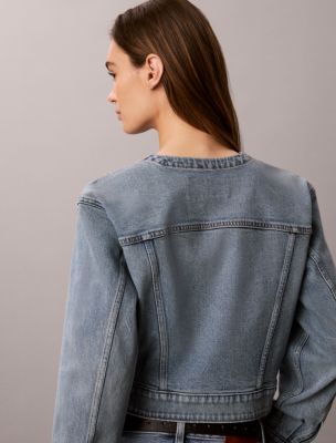 Женские куртки Calvin Klein Collarless Cropped Trucker Jacket — фото 5