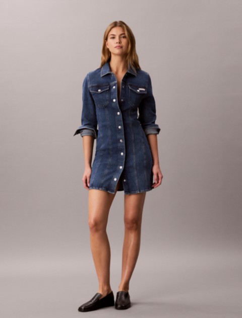 Женские платья Calvin Klein Denim Trucker Long Sleeve Mini Dress