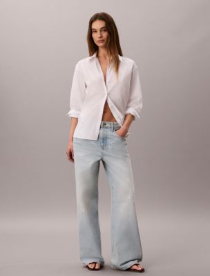 Wide Leg Jeans, Distressed Shore