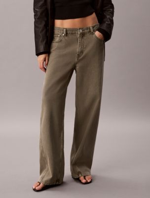 Женские джинсы Calvin Klein Twisted Seam Low Rise Baggy, цвет: Выцветший оливковый — фото 3