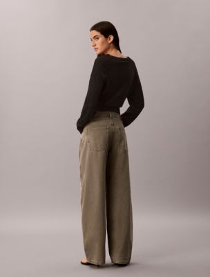 Женские джинсы Calvin Klein Twisted Seam Low Rise Baggy, цвет: Выцветший оливковый — фото 5