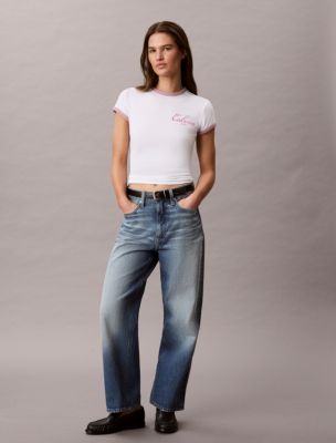 Женские футболки Calvin Klein Slim Varsity Logo Ringer Tee — фото 2