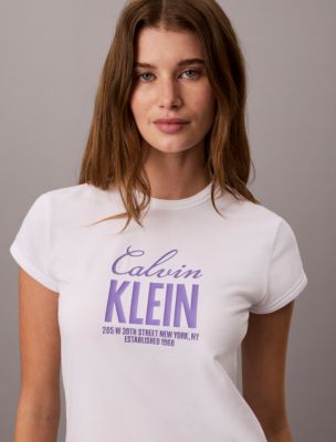 Женская футболка Calvin Klein Slim Bold Logo, цвет: Яркий белый — фото 3