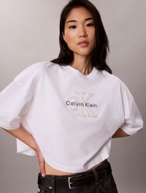Женские футболки Calvin Klein Denim Monologo Boxy T-Shirt