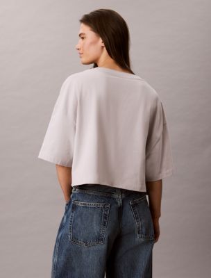 Женские футболки Calvin Klein Boxy Varsity Logo Cropped Tee — фото 5
