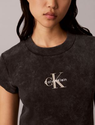 Женские футболки Calvin Klein Monologo Rib Acid Wash Baby Tee — фото 2