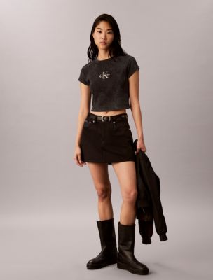 Женские футболки Calvin Klein Monologo Rib Acid Wash Baby Tee — фото 3