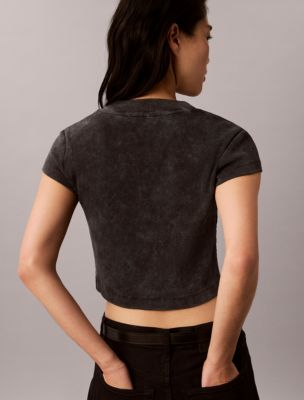 Женские футболки Calvin Klein Monologo Rib Acid Wash Baby Tee — фото 4