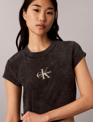 Женские футболки Calvin Klein Monologo Rib Acid Wash Baby Tee — фото 5