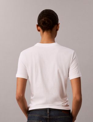 Женская футболка Calvin Klein Classic с логотипом-надписью, цвет: Яркий белый — фото 6