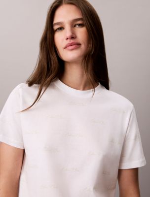 Женская футболка Calvin Klein Allover Logo Classic, цвет: Яркий белый — фото 3