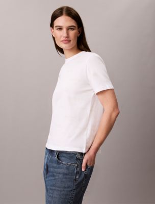 Женская футболка Calvin Klein Allover Logo Classic, цвет: Яркий белый — фото 4