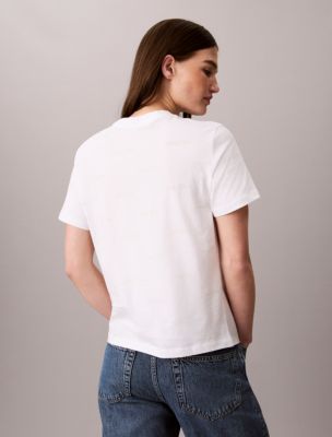 Женская футболка Calvin Klein Allover Logo Classic, цвет: Яркий белый — фото 5