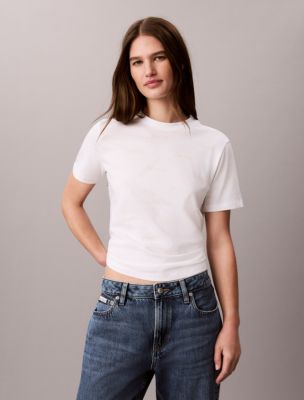 Allover Logo Classic Tee, Bright White Aop