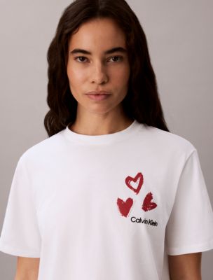 Женские футболки Calvin Klein Hearts Print Boxy Tee — фото 2