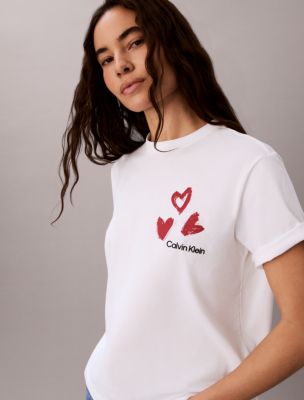 Женские футболки Calvin Klein Hearts Print Boxy Tee — фото 5