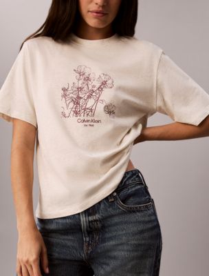 Женские футболки Calvin Klein Flower Print Boxy Tee — фото 6