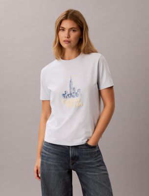 Slim Cityscape Embossed Logo Tee, Plein Air