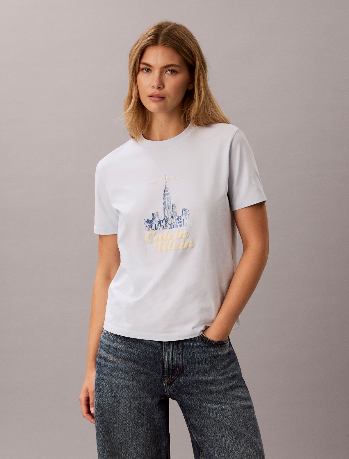 Slim Cityscape Embossed Logo Tee