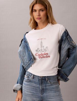 Slim Cityscape Embossed Logo Tee, Bright White