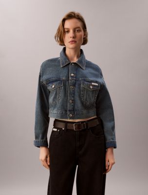 Cropped Denim Trucker Jacket, Fulton Blue