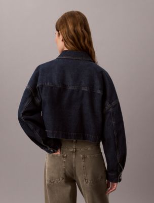 Женская рубашка Calvin Klein Monogram Logo Denim Cropped Shirt, цвет: Сумеречный — фото 5