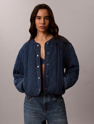 Emblem Logo Cotton Quilted Liner Jacket, Ck Quilted Indigo