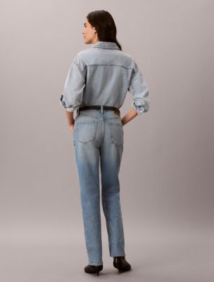 Женские джинсы Calvin Klein High Rise Straight, цвет: Синий — фото 2