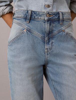 Женские джинсы Calvin Klein High Rise Straight, цвет: Синий — фото 3