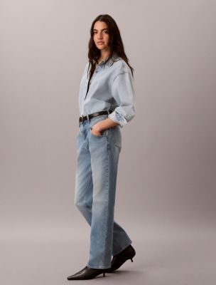 Женские джинсы Calvin Klein High Rise Straight, цвет: Синий — фото 4