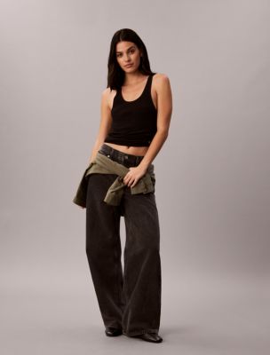 Low Rise Baggy Jeans, Worn Ebony