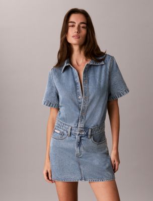Женские платья Calvin Klein Denim Trucker Short Sleeve Mini Dress — фото 2